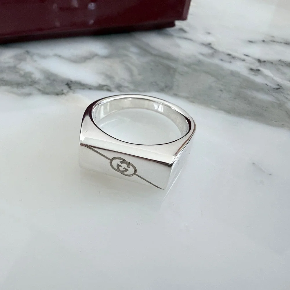 Gucci GG Tag RIng Chevalier, Size G 21 (US 9.5)